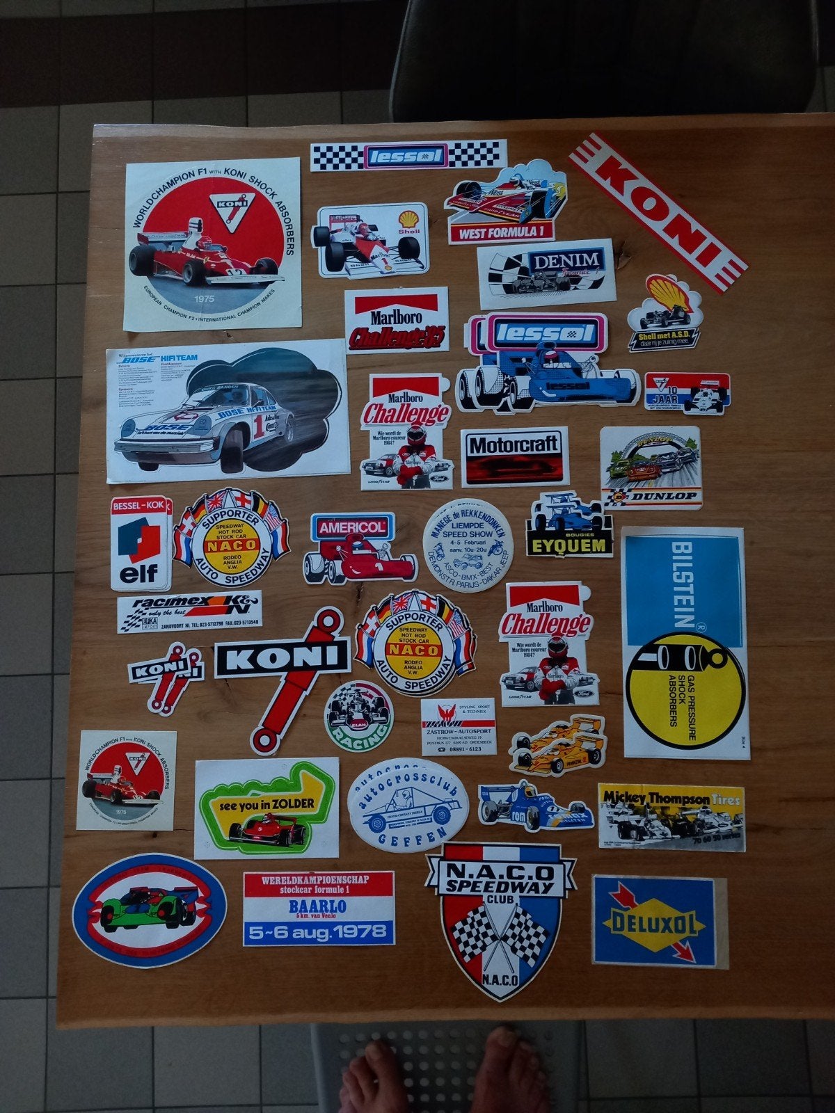 autosport , formule stickers uit de oude doos 45 stuks, Ophalen of Verzenden, Zo goed als nieuw, Auto of Motor