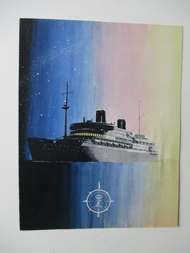 Feestdiner menu 50 jaar 'Nederland' 1964 - MS Willem Ruys, Verzamelen, Scheepvaart, Verzenden, Gebruikt, Motorboot of Zeilboot