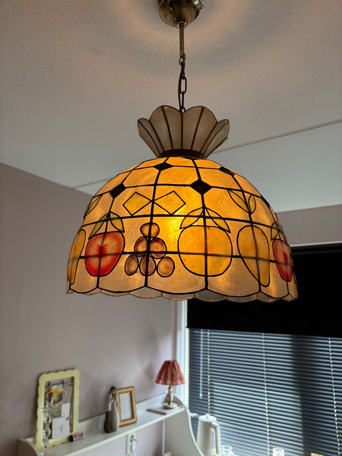 Glas in lood lampenkap, Ophalen of Verzenden, Zo goed als nieuw, Glas