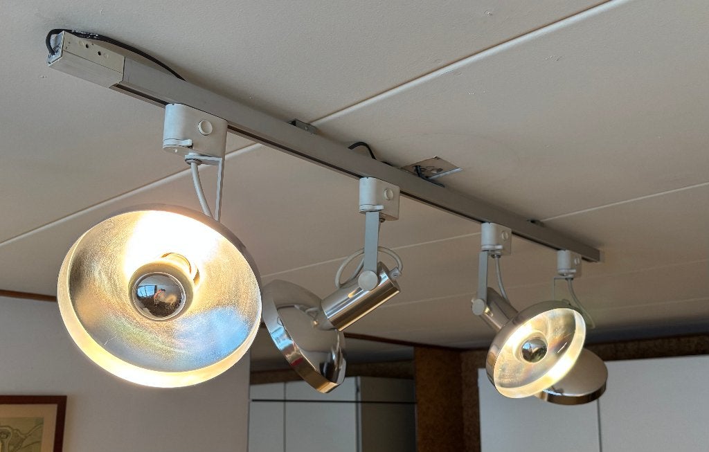 Concord Lytespan Rails met grote spotlampen jaren '70, Ophalen, Gloeilamp, Opbouwspot, Overige merken