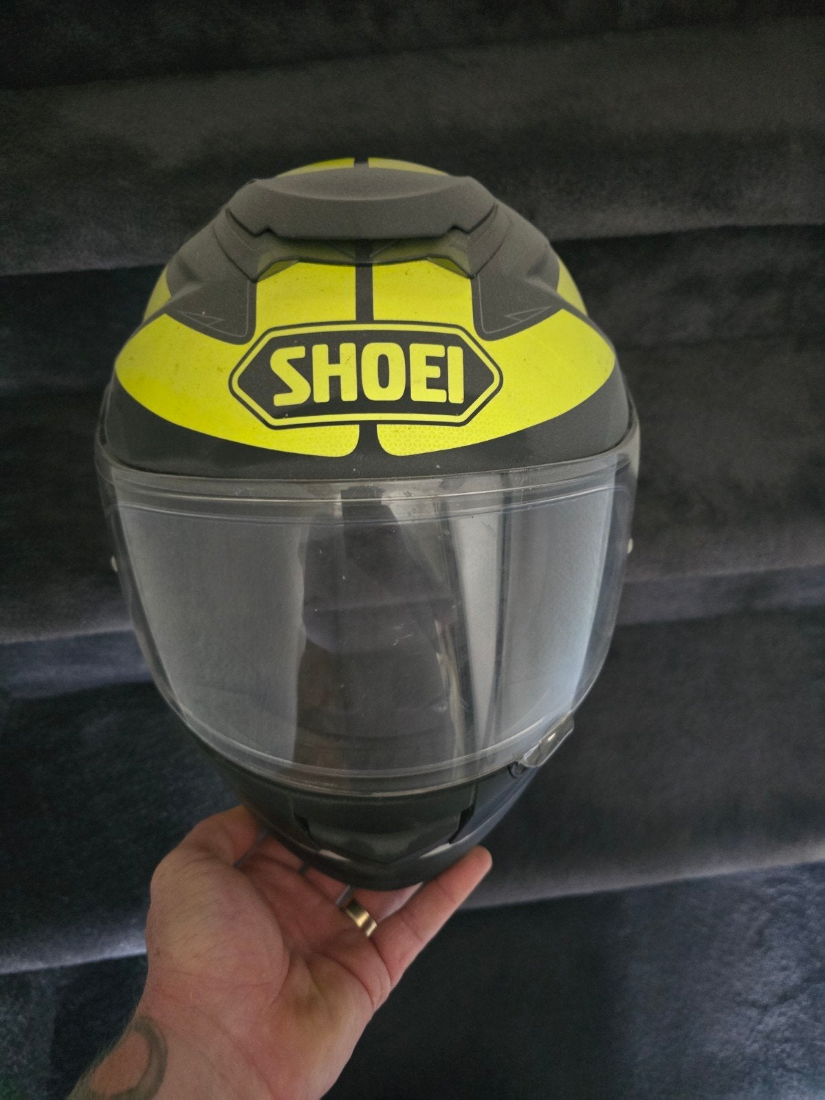 Shoei Integraalhelm - Zwart/Neon Geel, Motoren, Ophalen of Verzenden, Tweedehands, Integraalhelm, Shoei