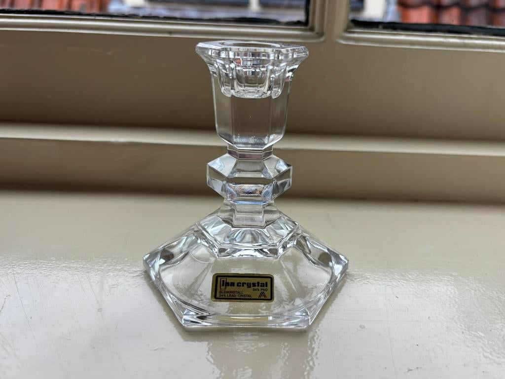 Vintage Inn Crystal Bleikristall Kandelaar 24% facetgeslepen, Antiek en Kunst, Antiek | Glas en Kristal, Ophalen of Verzenden