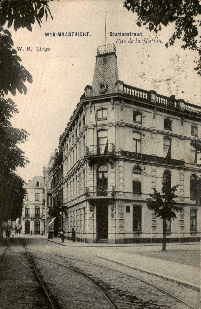 WYK-MAASTRICHT - Stationstraat - Hotel, Ophalen of Verzenden, Voor 1920, Gelopen, Limburg