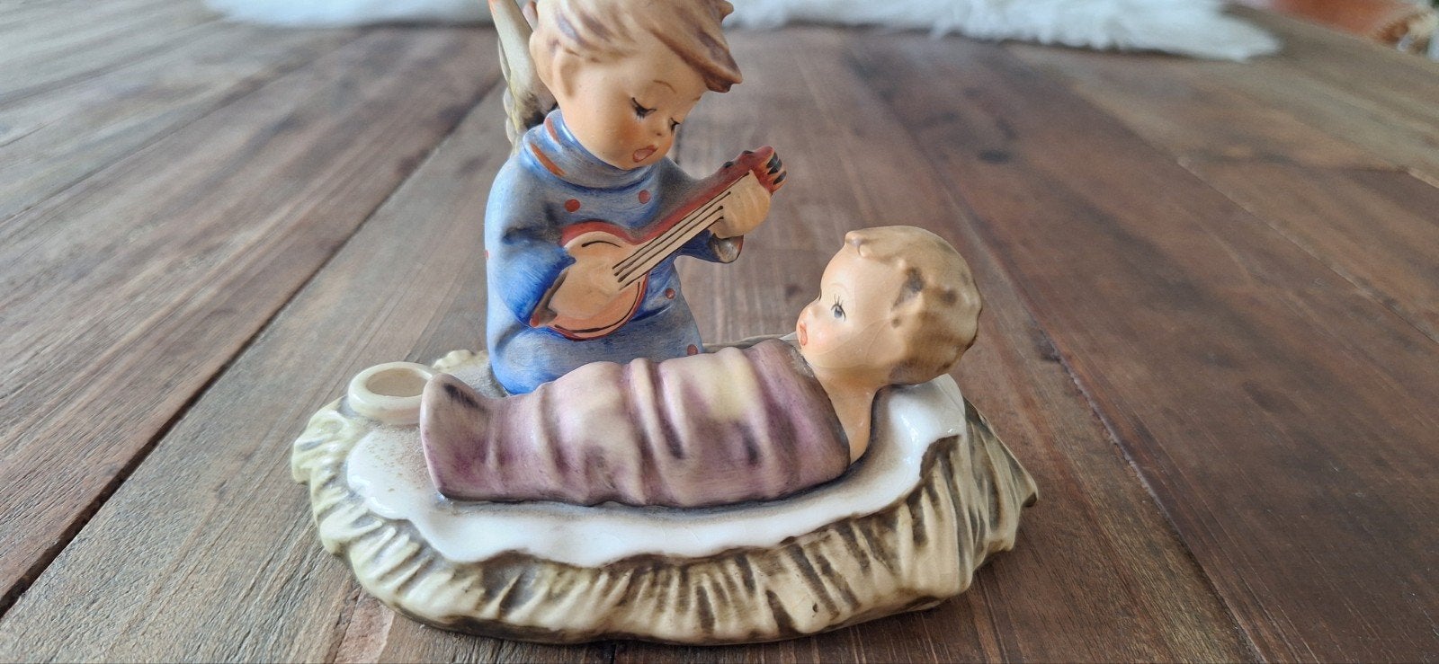 Vintage Kerststal Beeldje - Engel met Baby Jezus, Antiek en Kunst, Ophalen of Verzenden