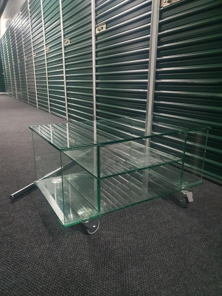Glazen meubel op wielen, Ophalen of Verzenden