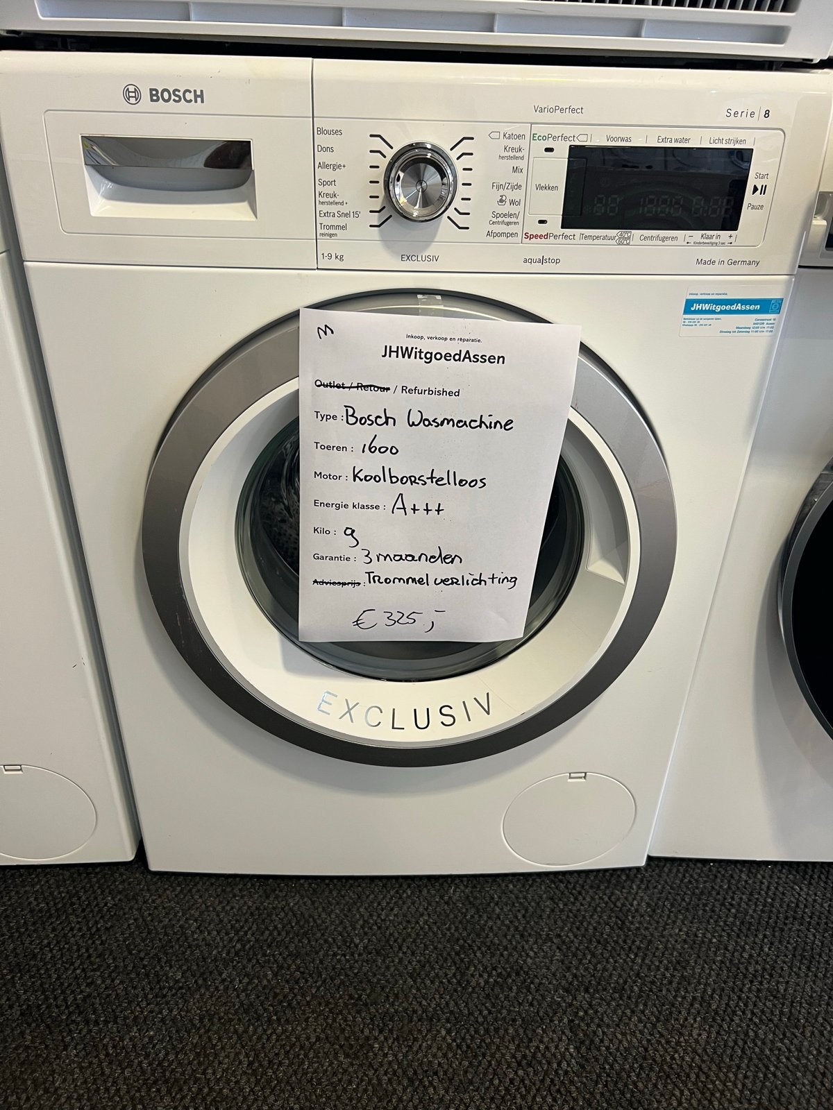 Bosch Serie 8 Wasmachine 9kg 1600 toeren A+++, Witgoed en Apparatuur, Minder dan 85 cm, Jhwitgoedassen, 8 tot 10 kg, Ophalen of Verzenden