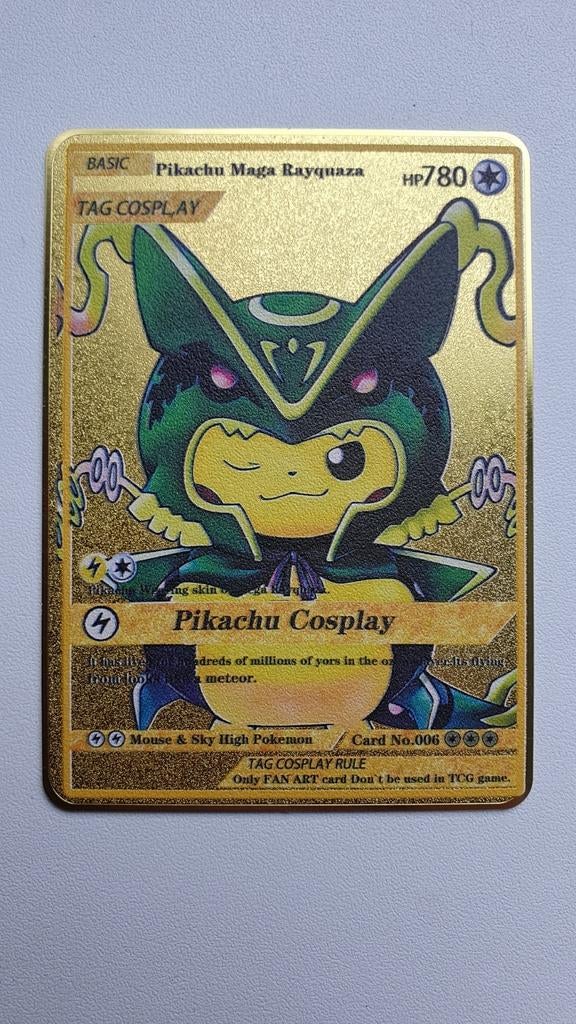 Pikachu Poncho Rayquaza Metal Card, Pokemon kaart van metaal, Ophalen of Verzenden, Nieuw