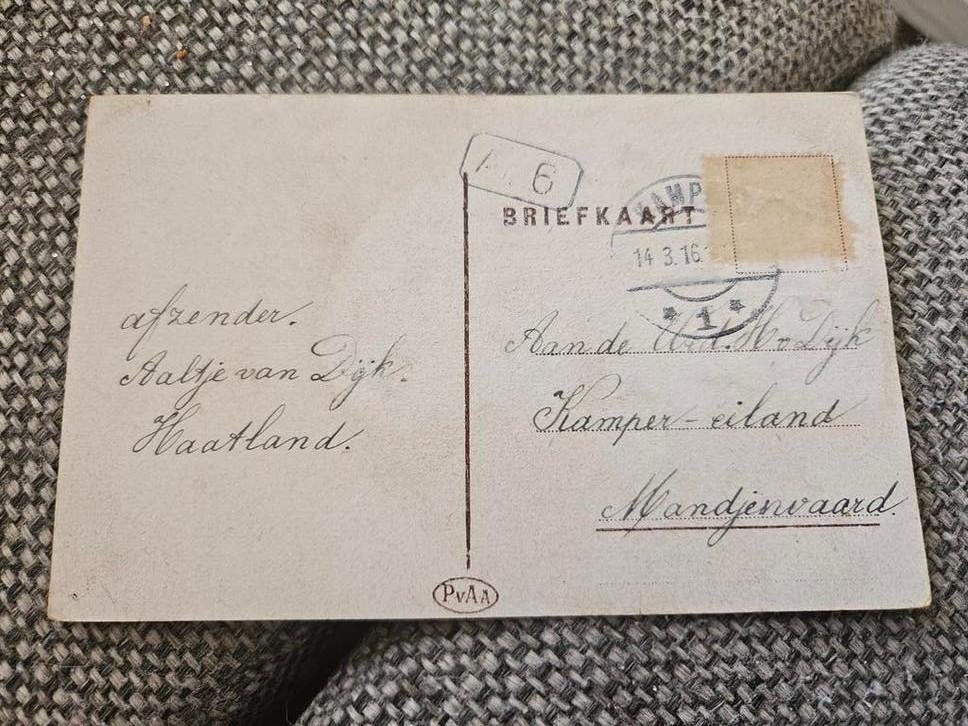 Kampen / kamper eiland mandjenvaard 1916, Ophalen of Verzenden, Voor 1920, Gelopen