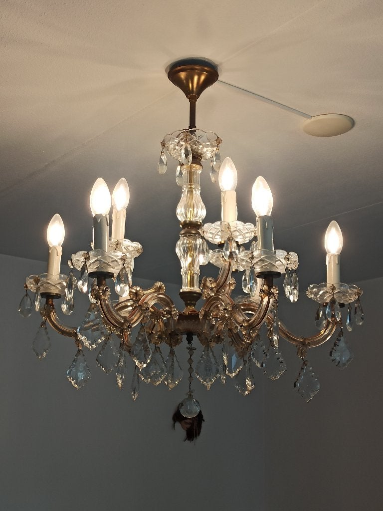 Mooie kroonluchter, Gebruikt, E14 (klein), Glas, Antiek