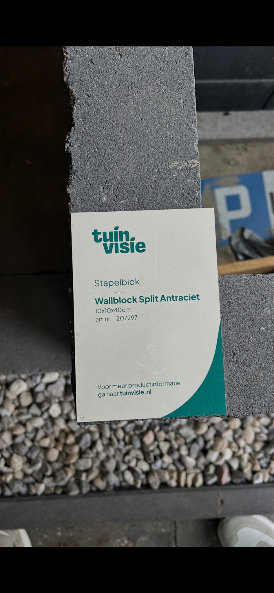 Stapelblok Wallblock Split Antraciet 10x10x40cm. 11stuks, Ophalen, Blok, Nieuw, Minder dan 25 cm