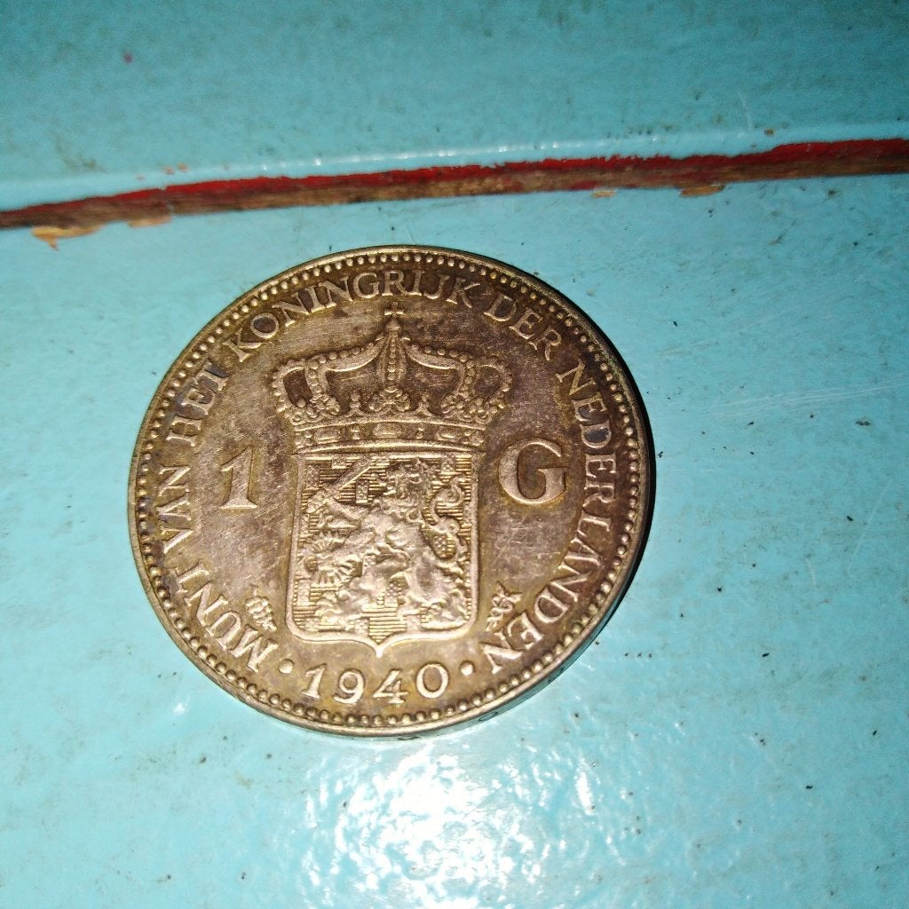 Nederlandse zilveren gulden uit 1940 Koningin Wilhelmina, Ophalen, 1 gulden, Zilver, Koningin Wilhelmina
