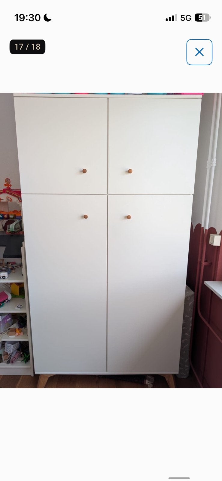 Witte TWF kledingkast met 4 deuren, Ophalen, Gebruikt, 100 tot 150 cm, 150 tot 200 cm