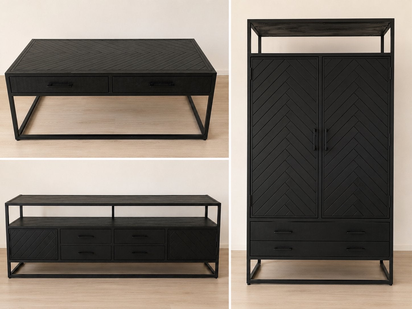 Complete Woonkamerset: TV meubel, Salontafel, Kast, Lamp, Kl, Ophalen, Gebruikt, Overige houtsoorten