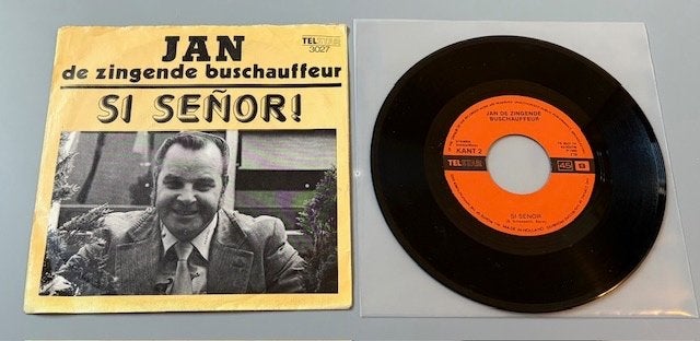 Single Jan de zingende buschauffeur - si senior - Telstar, Gebruikt, 7 inch, Ophalen of Verzenden, Beschermende buitenhoes