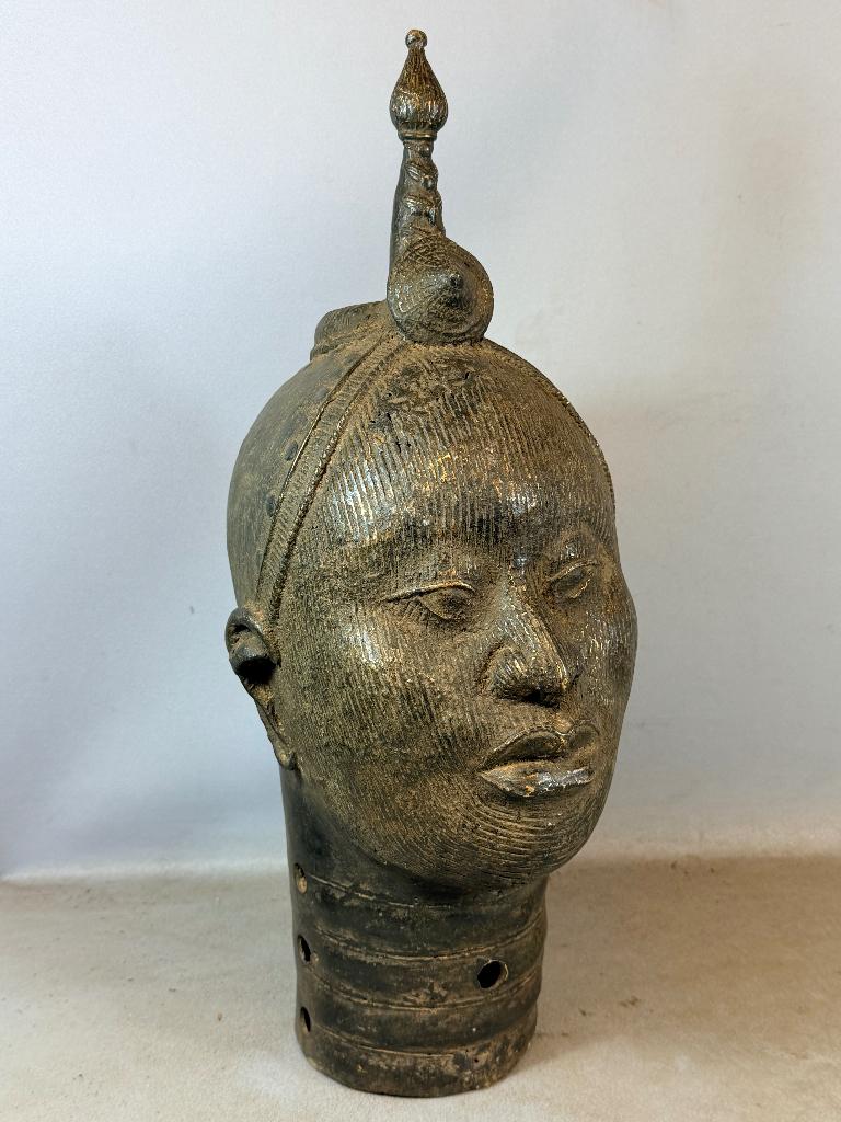 260454 Afrikaans Bronzen Ife - Yoruba hoofd uit Nigeria., Ophalen of Verzenden