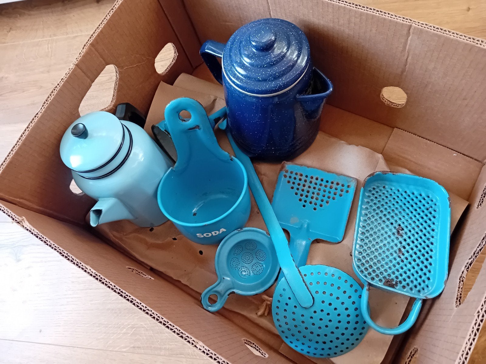 Emaille keuken spullen, Ophalen of Verzenden, Gebruikt, Blauw, Overige typen