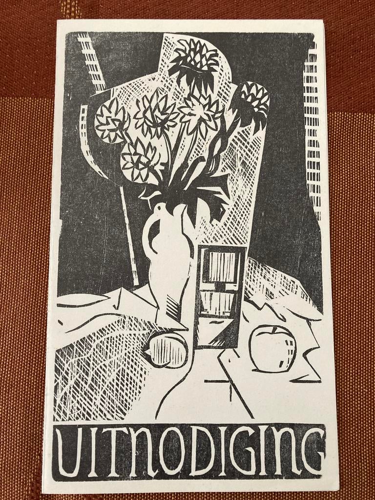 Jan Wiegers houtsnede 1960 uitnodiging Amsterdam, Ophalen, Zo goed als nieuw