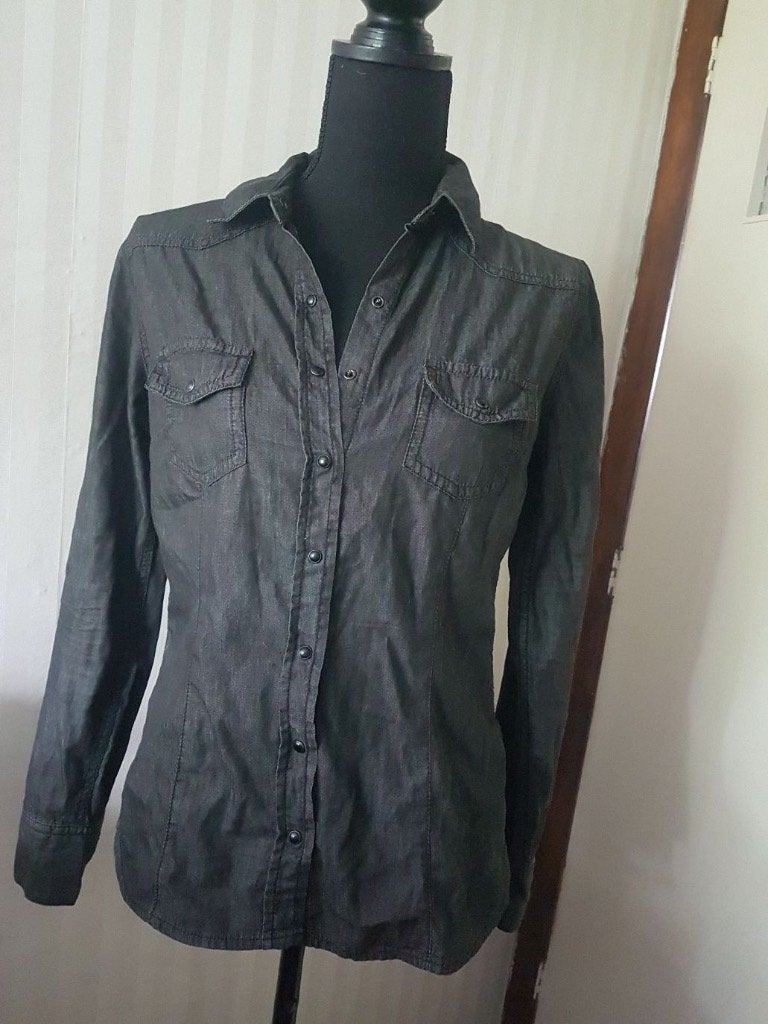 Donkergrijze / zwarte jeansblouse western style, nieuw 36 38, Verzenden, Nieuw, Esmara, Maat 36 (S)