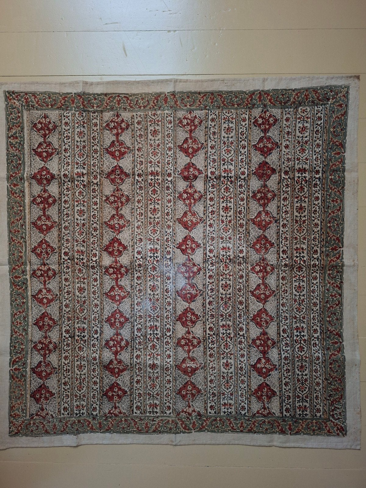 Antieke Ghalamkar Perzische doek - Atrian Isfahan, Antiek en Kunst, Ophalen of Verzenden