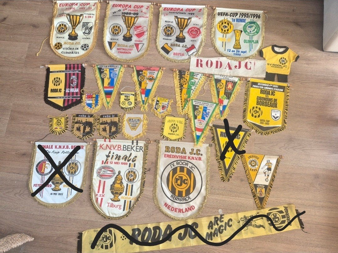 Grote Roda JC verzameling vaantjes – Europa Cup UEFA KNVB be, Ophalen of Verzenden, Roda JC