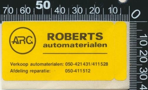 Sticker: Roberts Automaterialen (Enkel), Verzamelen, Ophalen of Verzenden, Zo goed als nieuw, Auto of Motor
