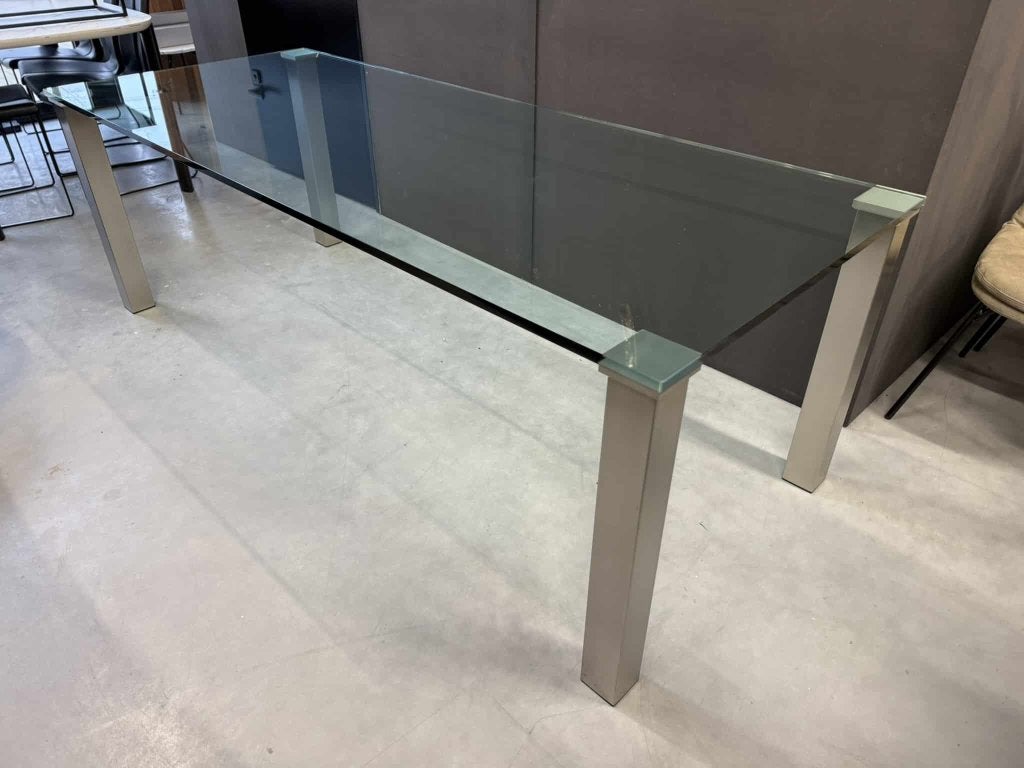 Zumsteg Eetkamertafel Glas Tafel 220x90xH73, 50 tot 100 cm, Vijf personen of meer, 200 cm of meer, Rechthoekig