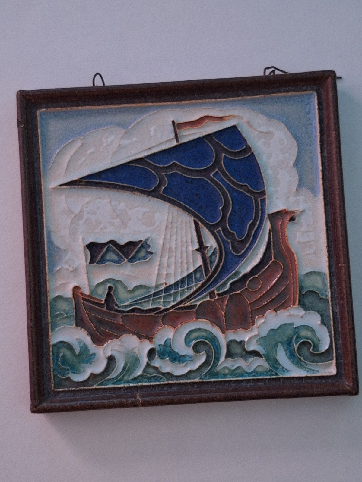 Cloissone tegel zeilboot, Ophalen of Verzenden