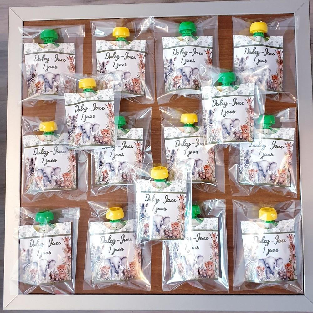 Traktatie knijpfruit met thema naar keuze, Ophalen of Verzenden, Nieuw, Feestartikel, Verjaardag