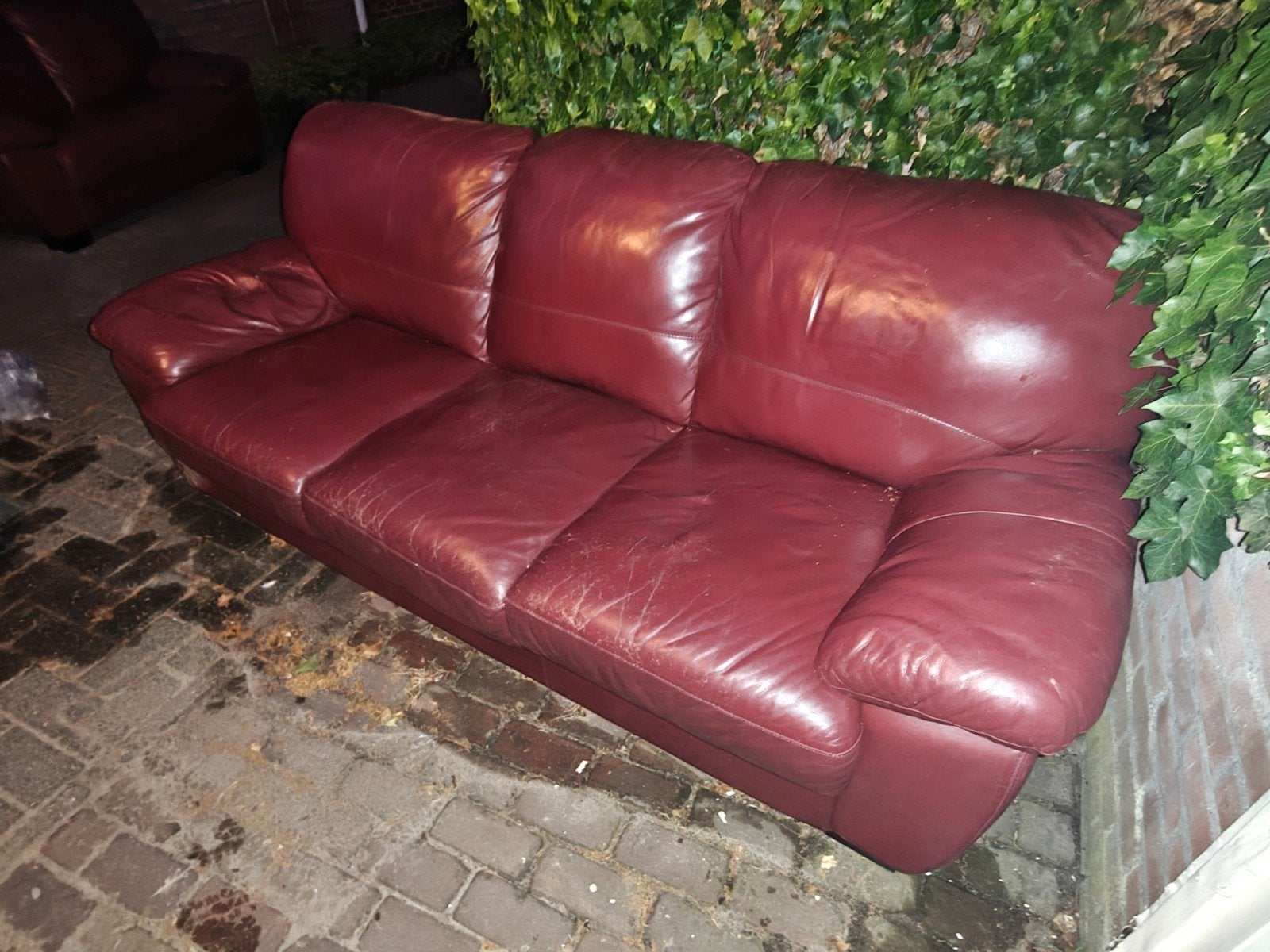 leren banken set, 250 tot 300 cm, Gebruikt, 100 tot 125 cm, Leer