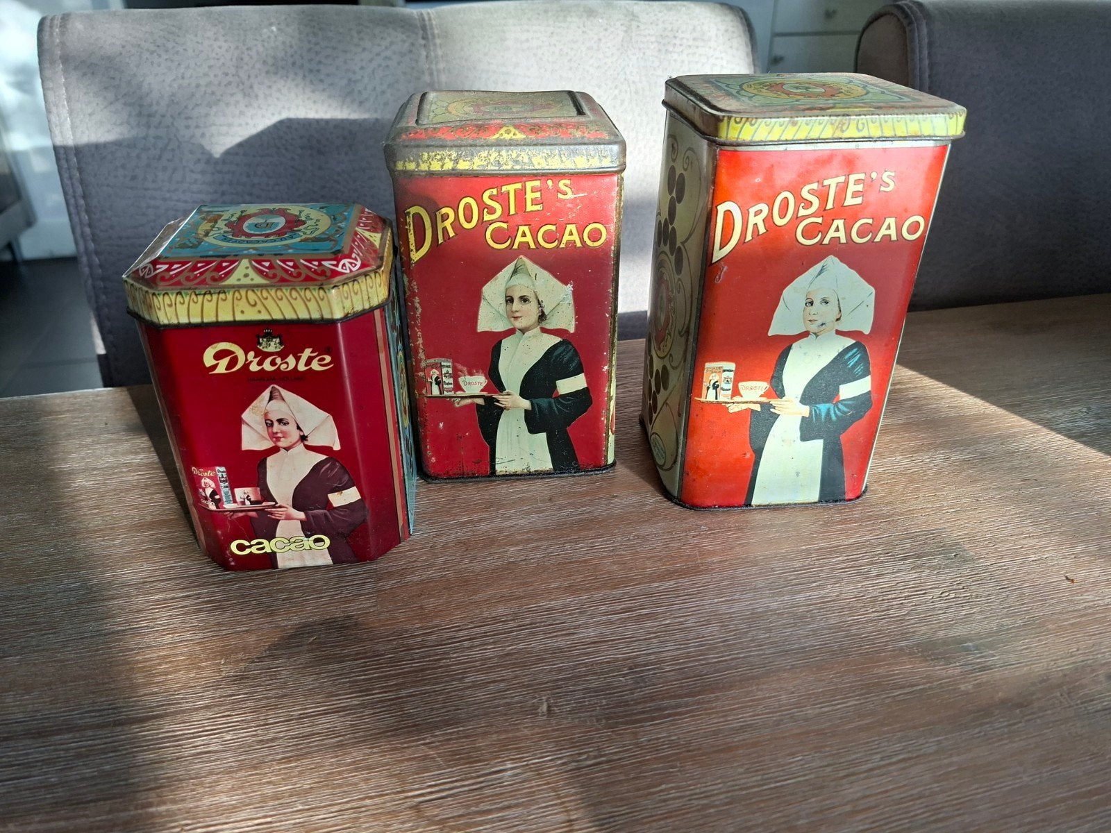Set van 3 Vintage Droste Cacao Blikken - Droste Effect, Ophalen of Verzenden