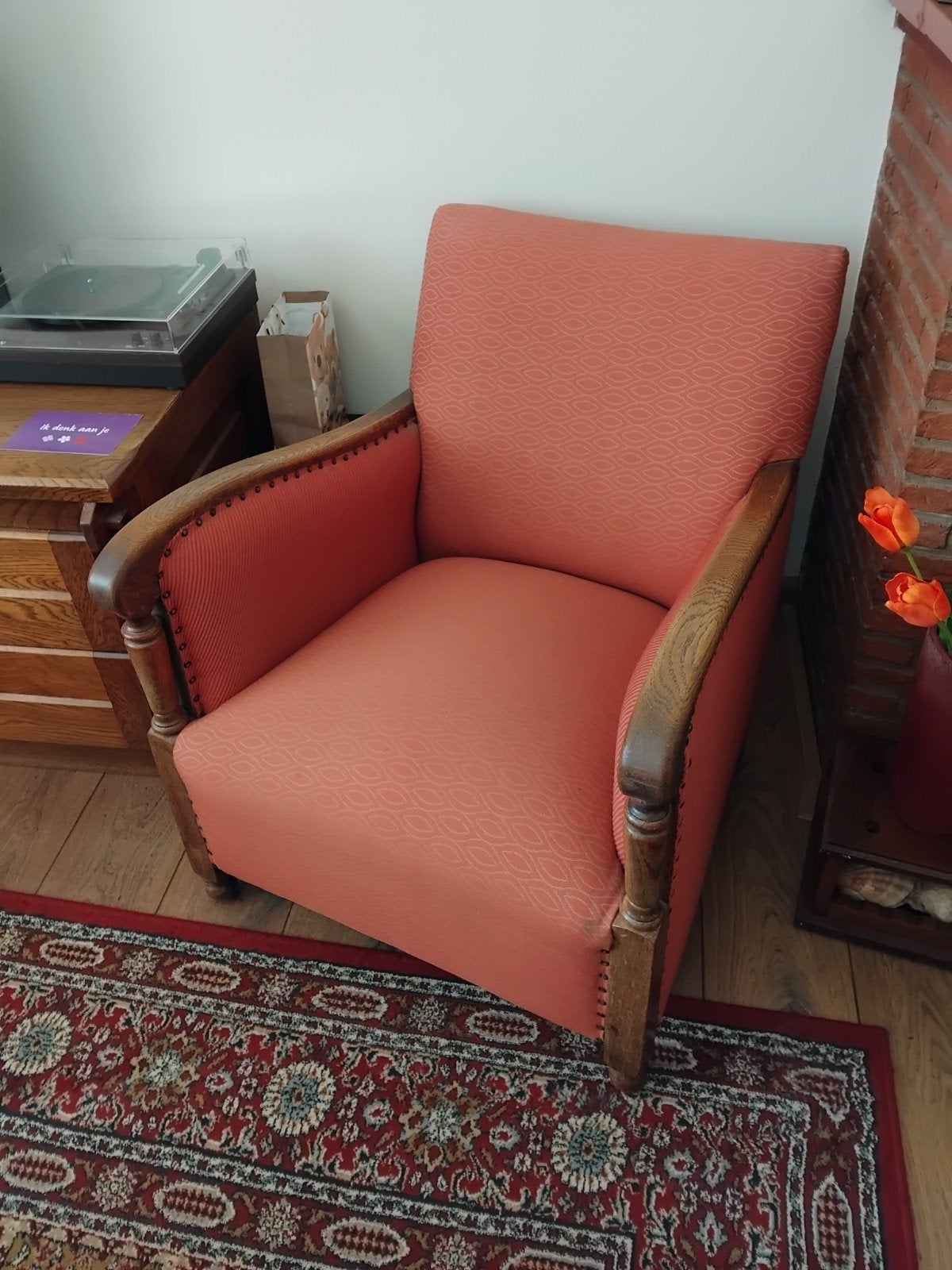 Art deco jaren '30 Crouto Fauteuil, Ophalen, Gebruikt, 75 tot 100 cm, 50 tot 75 cm