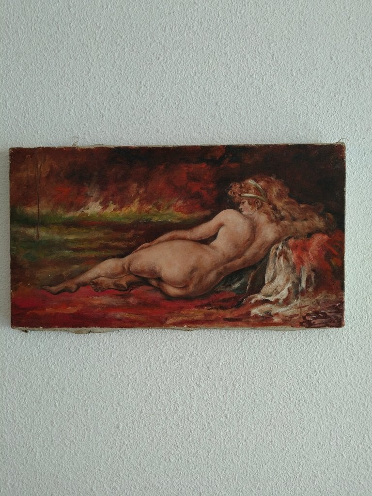 Schilderij naakt dame olieverf op doek, Ophalen of Verzenden