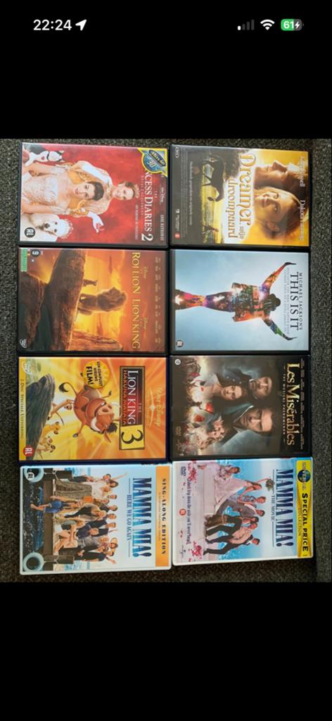 Diverse films op DVD: The Lion King, Mamma Mia, Les Misérabl, Vanaf 6 jaar, Ophalen of Verzenden, Gebruikt