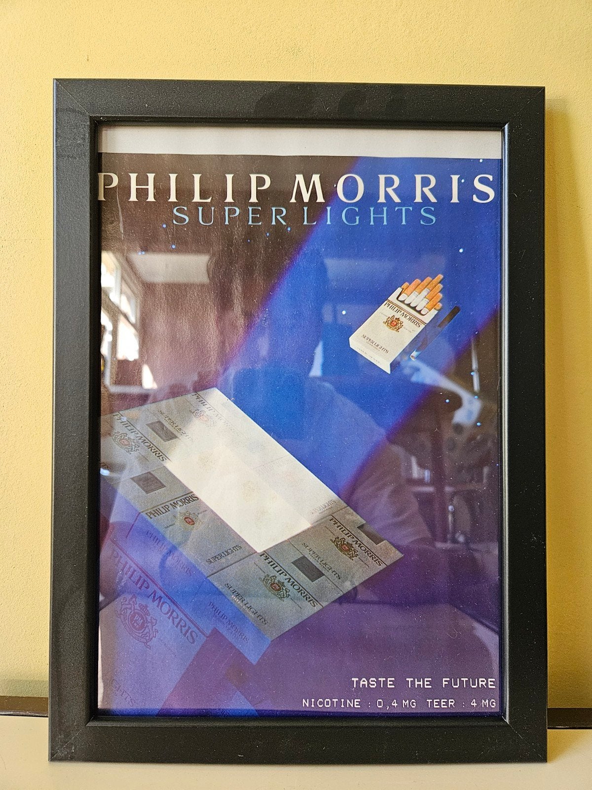 Ingelijste Philip Morris Super Lights reclame 20x30 cm, Verzamelen, Ophalen of Verzenden