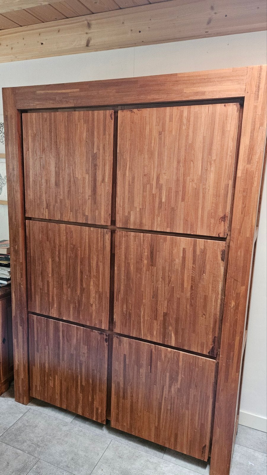 Teak wandkast met zes vakken, Ophalen, Met deur(en), Teakhout, Zo goed als nieuw