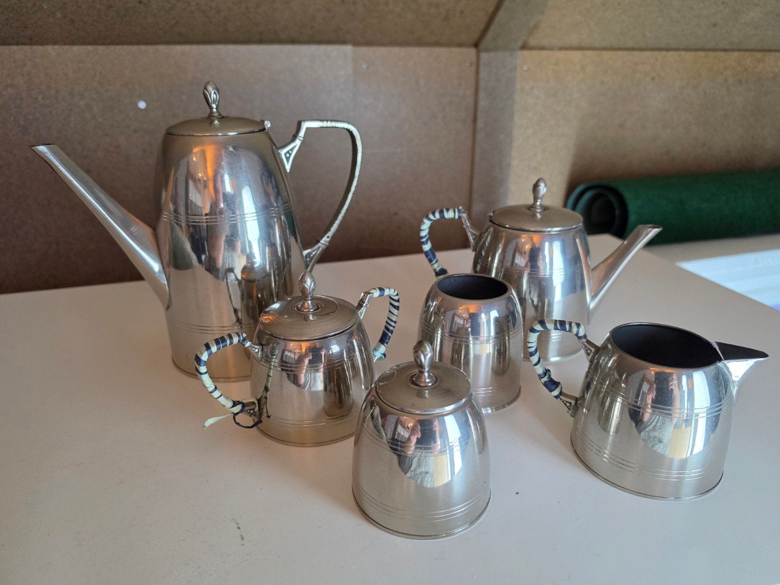 koffie stel van blik/tin UNIEK, erg licht,  geen consumptie, Ophalen of Verzenden
