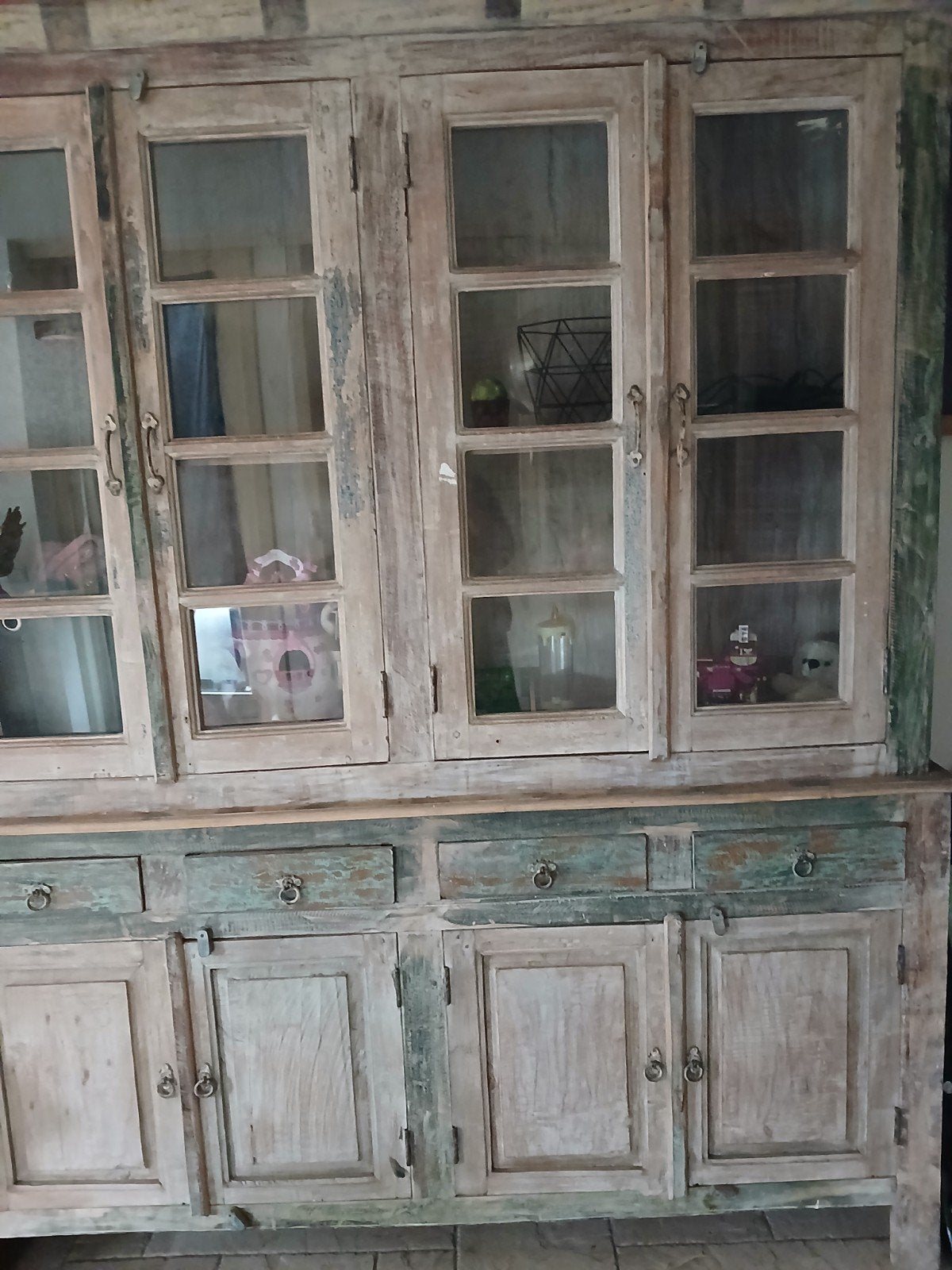 Mooie houten kast met glazen deuren, Huis en Inrichting, Ophalen of Verzenden, Gebruikt