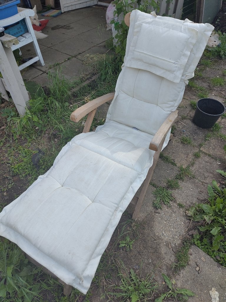 Deckchair / ligstoel hard hout, Ophalen, Gebruikt, Hout, Verstelbaar