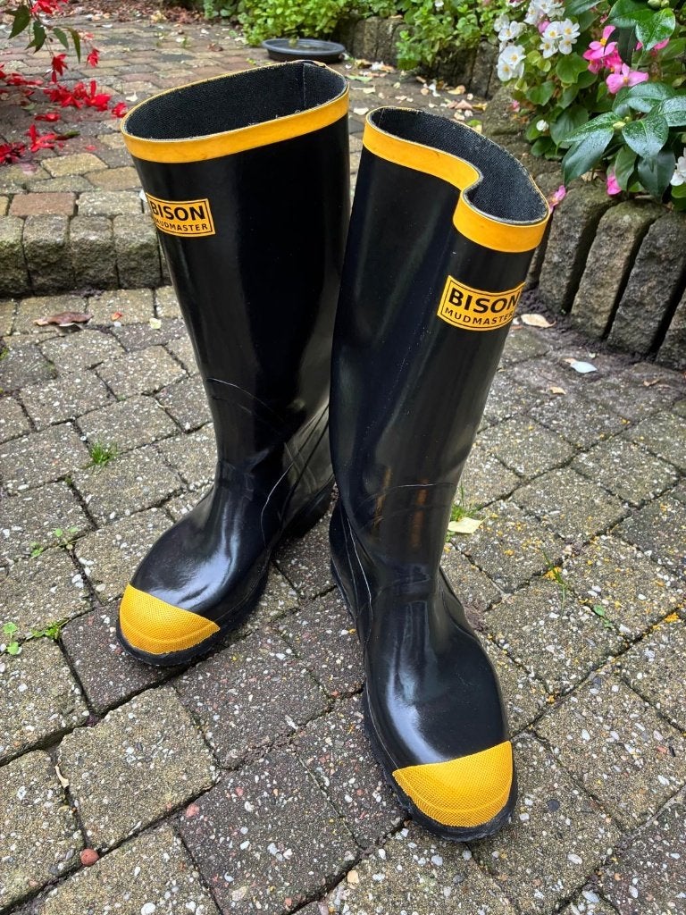 rubberlaarzen, zwart, gele neus. Maat 42, nieuw, Zwart, Boots, Ophalen of Verzenden, Zo goed als nieuw
