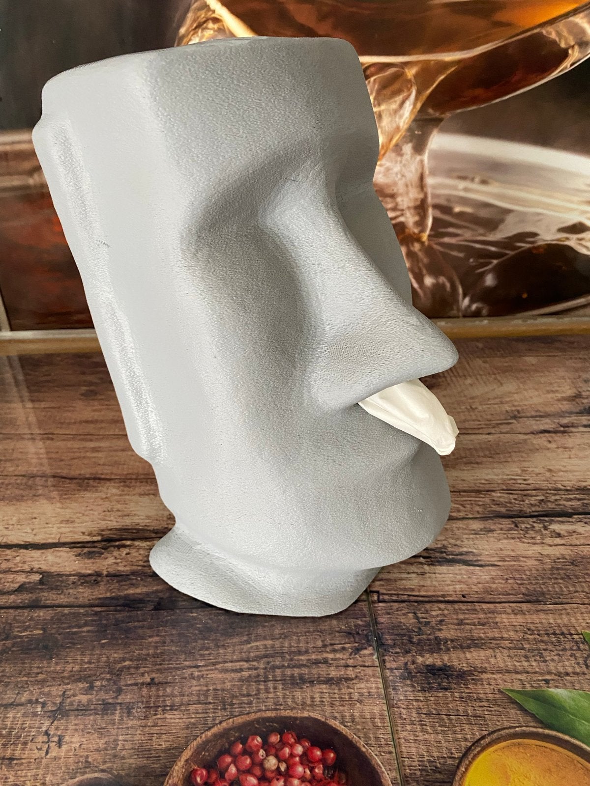 Moai Beeld Tissuehouder - Unieke Paaseiland Stijl, Nieuw, Kunststof, Ophalen of Verzenden, Modern