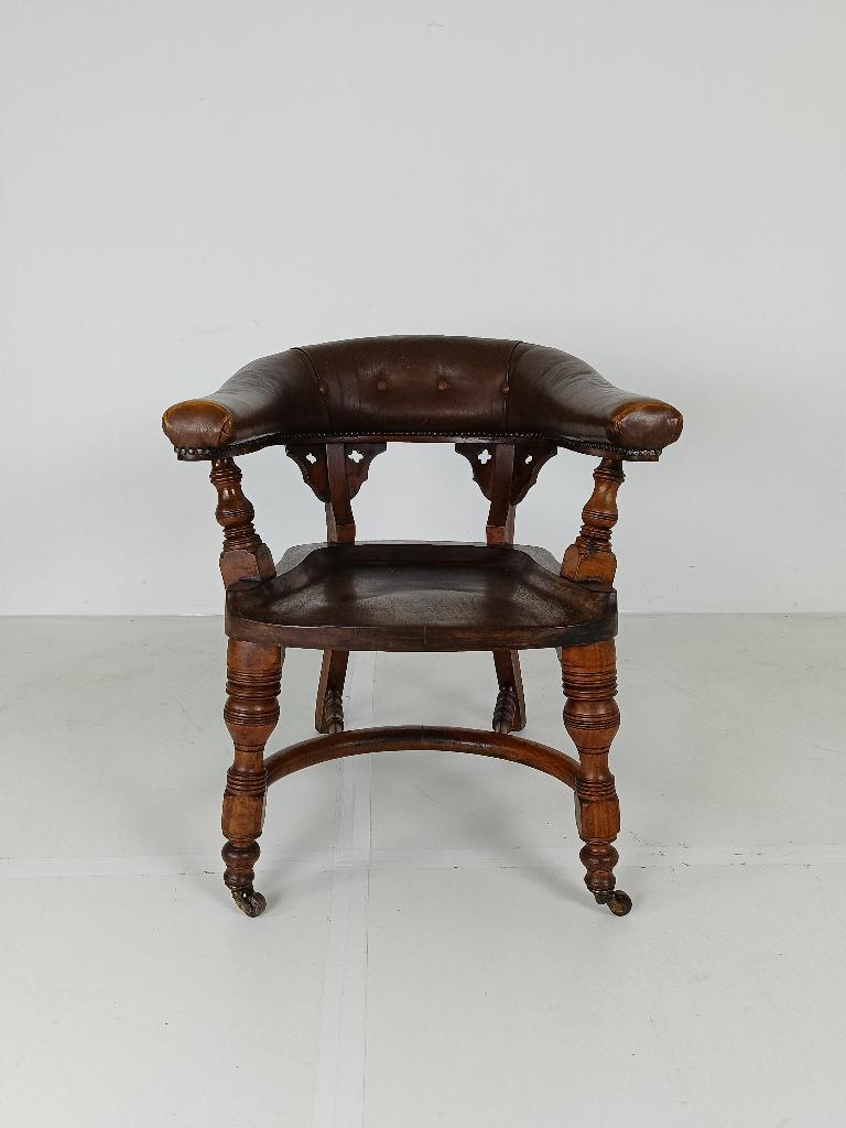 Engelse Victoriaanse Mahoniehouten Bureaustoel library chair, Ophalen of Verzenden