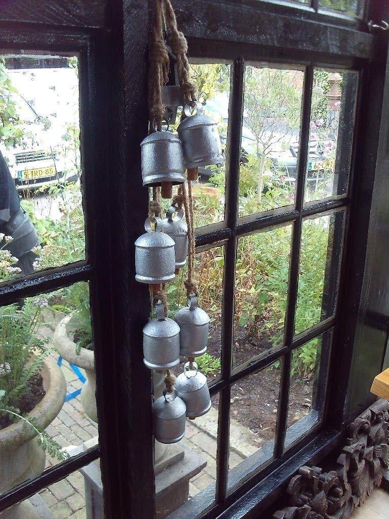2 hangbellen slingers - 77 cm hoog, Ophalen of Verzenden, Gebruikt, Zilver, Metaal
