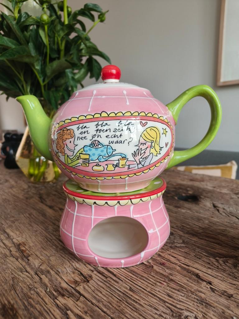 Blond Amsterdam theepot en theelicht, Ophalen, Zo goed als nieuw, Aardewerk, Overige typen