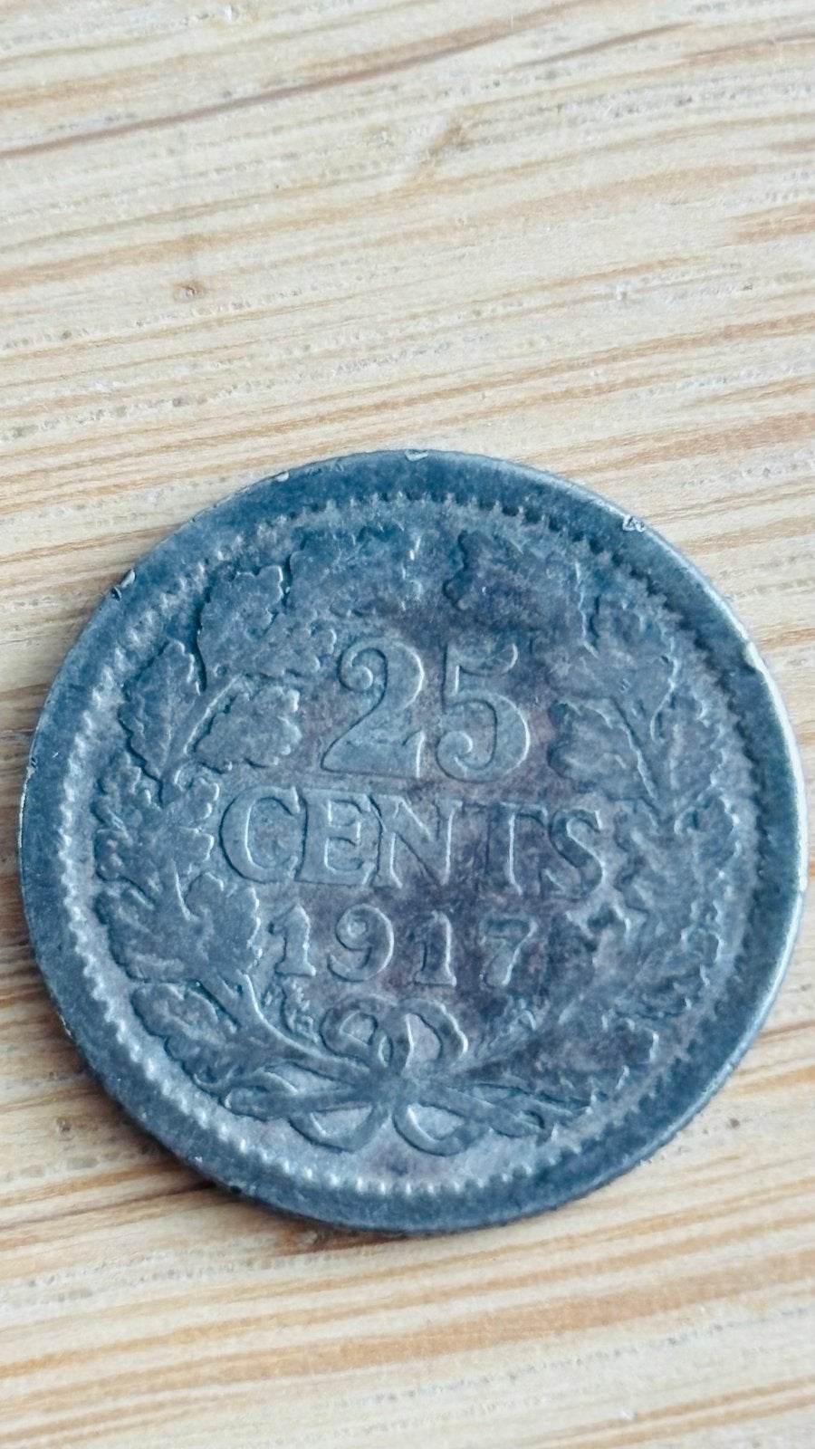 Zilveren 25 Cent Koningin Wilhelmina 1917, Zilver, 25 cent, Ophalen of Verzenden, Koningin Wilhelmina
