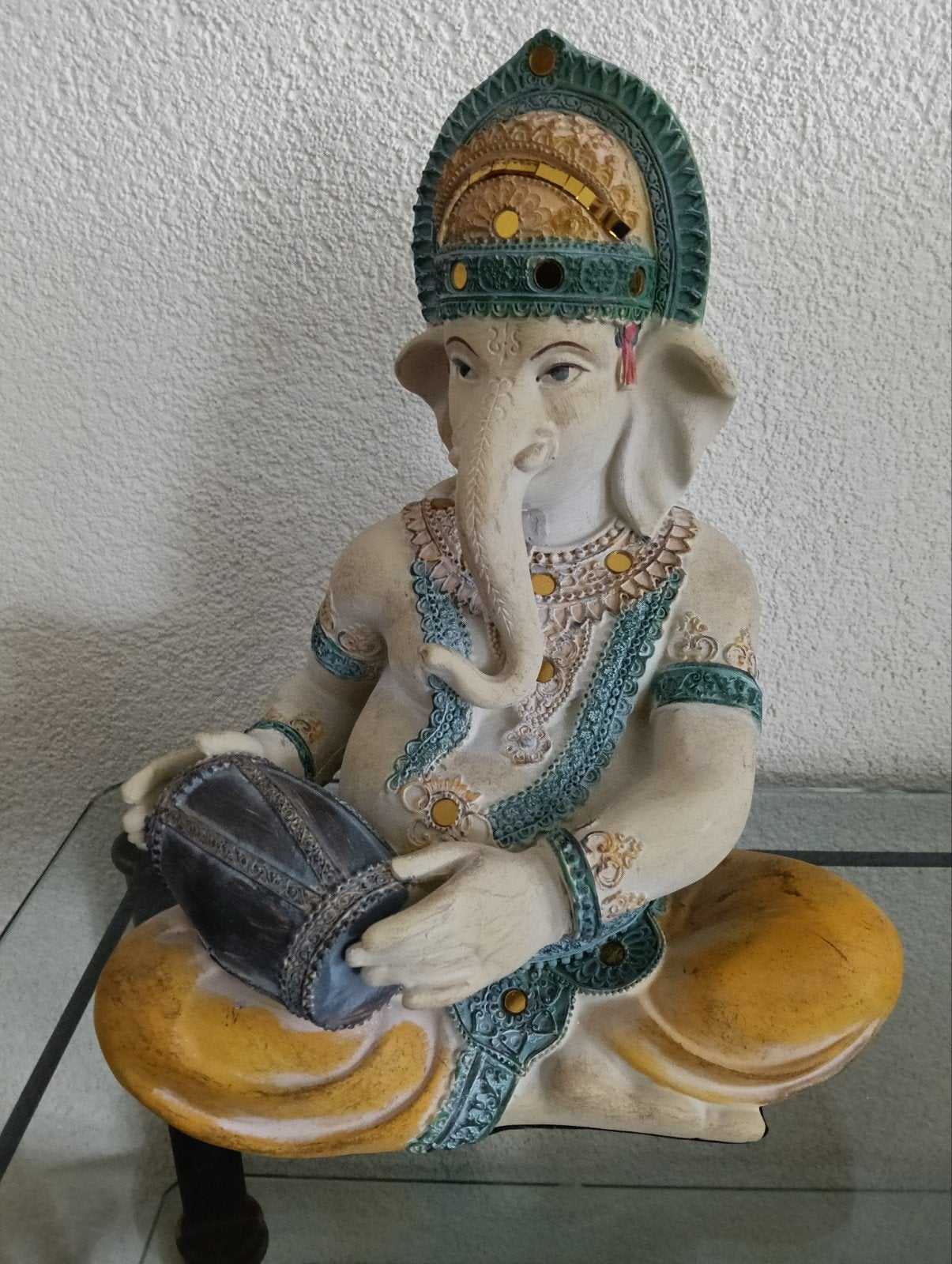 Gedetailleerd Ganesha beeld met trommel, 25 cm hoog, Huis en Inrichting, Woonaccessoires | Boeddhabeelden, Ophalen of Verzenden