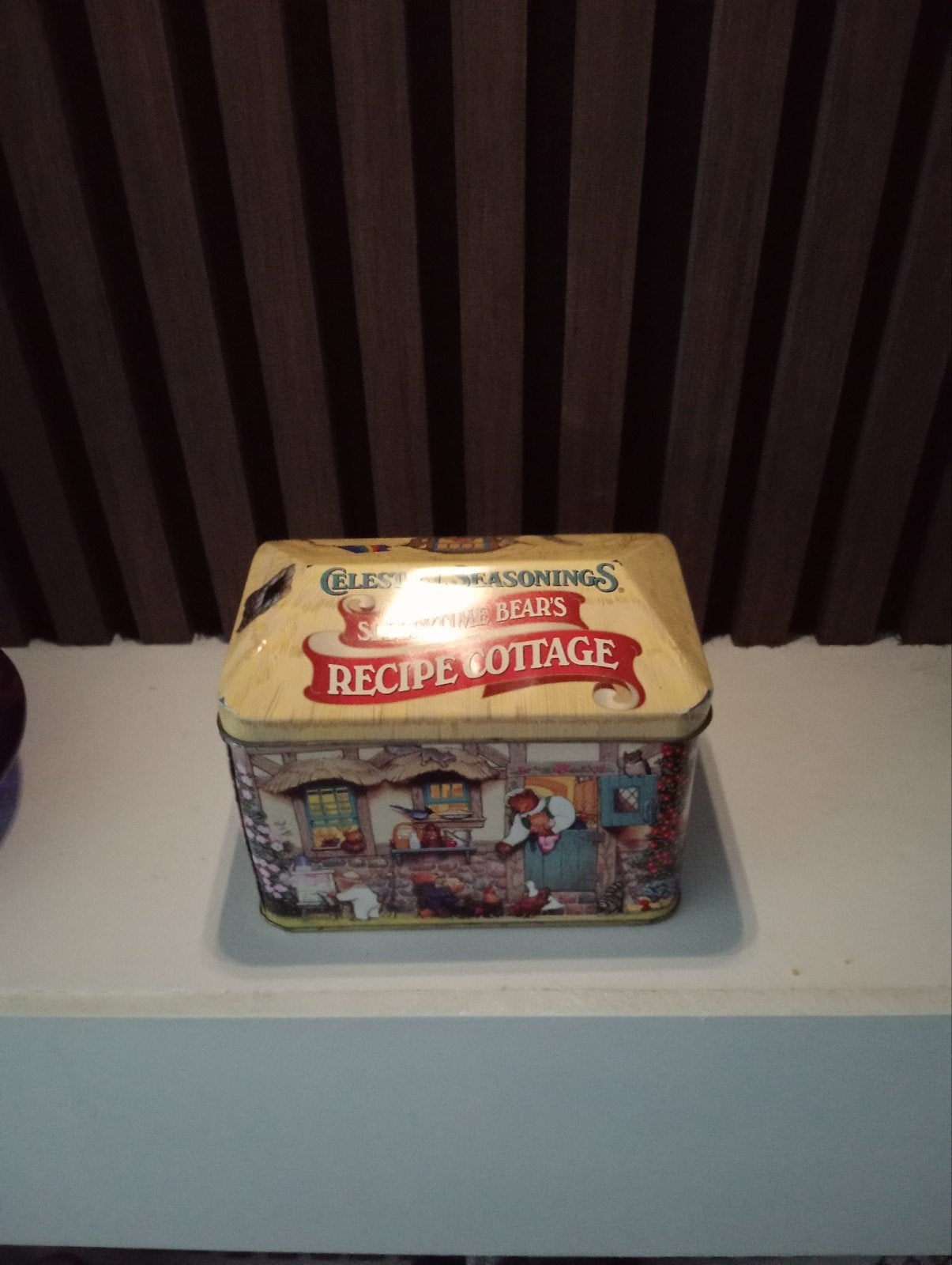 Vintage blikken doosje 'Recipe Cottage' - Kruiden/Recepten, Verzamelen, Ophalen of Verzenden, Gebruikt, Overige, Overige merken