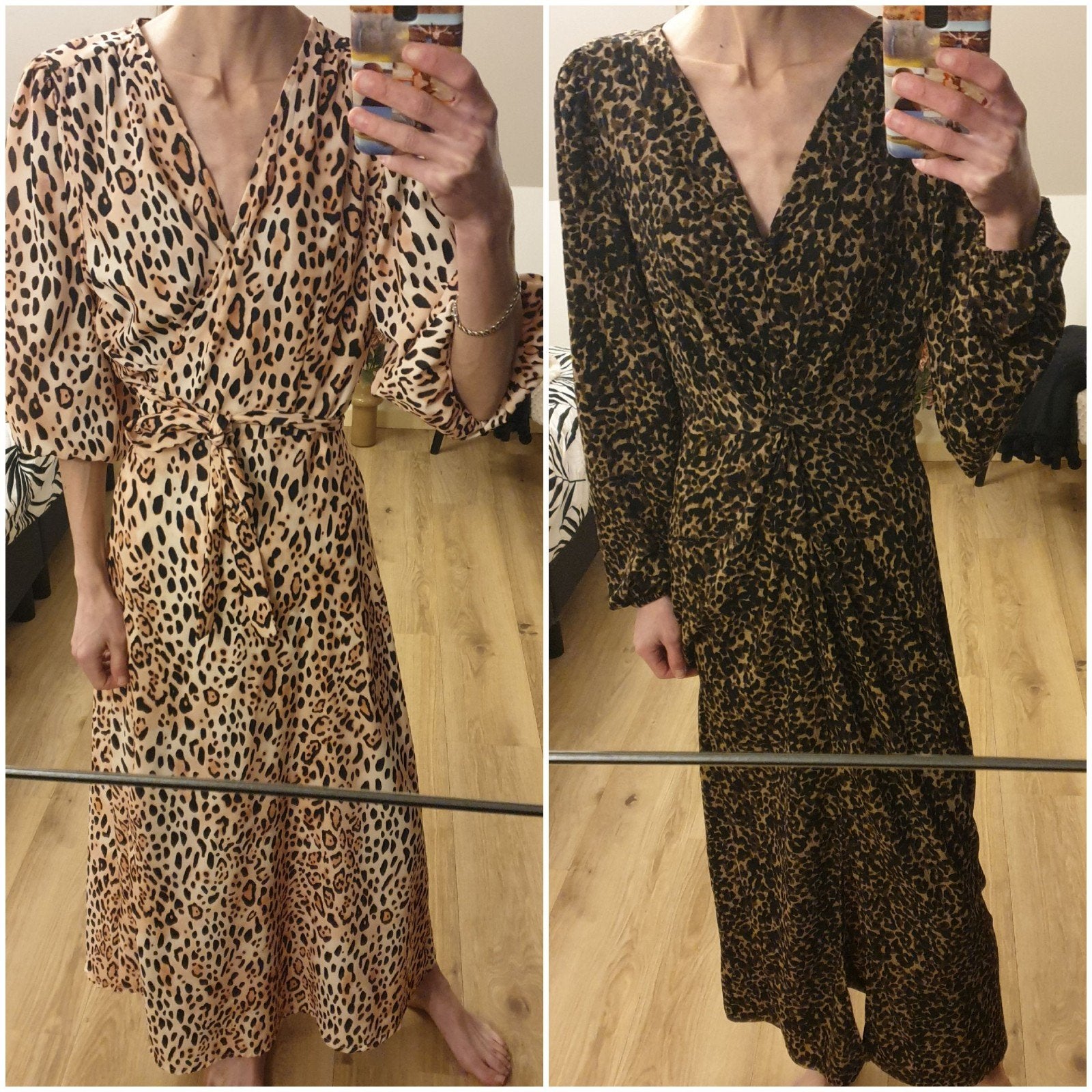 Twee keer lange zomerjurk, panterprint, bruin, roze, XS,zgan, Bruin, Ophalen of Verzenden, Zo goed als nieuw, Maat 34 (XS) of kleiner