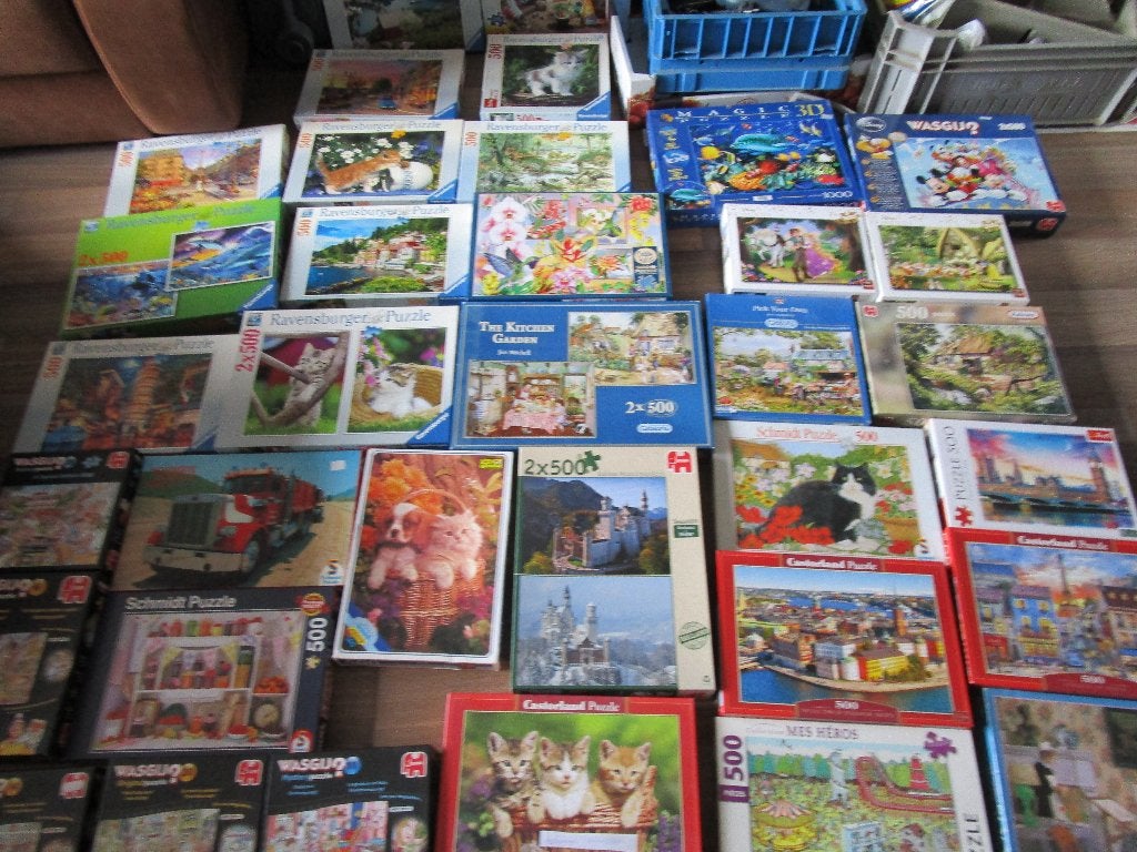 Grote partij puzels,Van Haasteren,Wasgij,Ravendburger,Disney, Ophalen, 500 t/m 1500 stukjes, Zo goed als nieuw, Legpuzzel