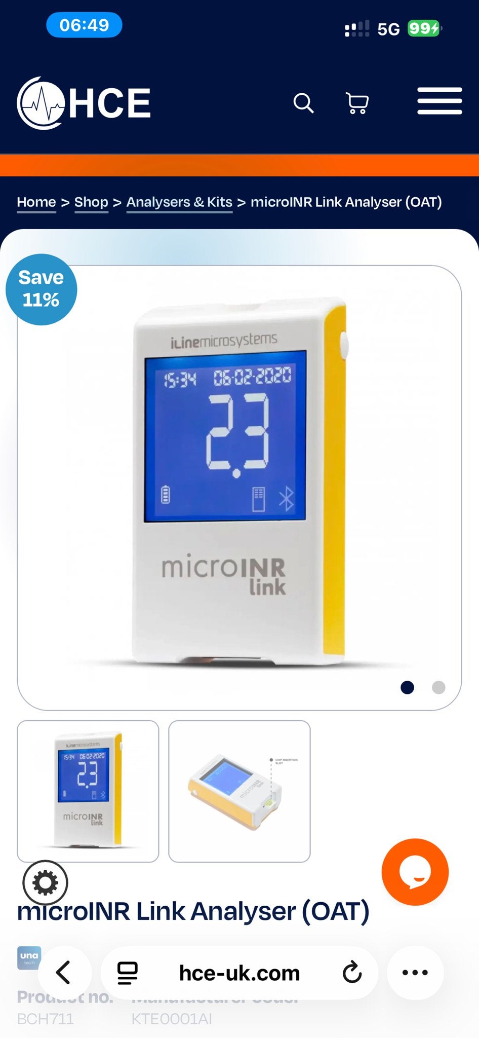 MicroINR Link Analyser (OAT) - Bloedstollingstester, Ophalen of Verzenden, Zo goed als nieuw, Overige typen