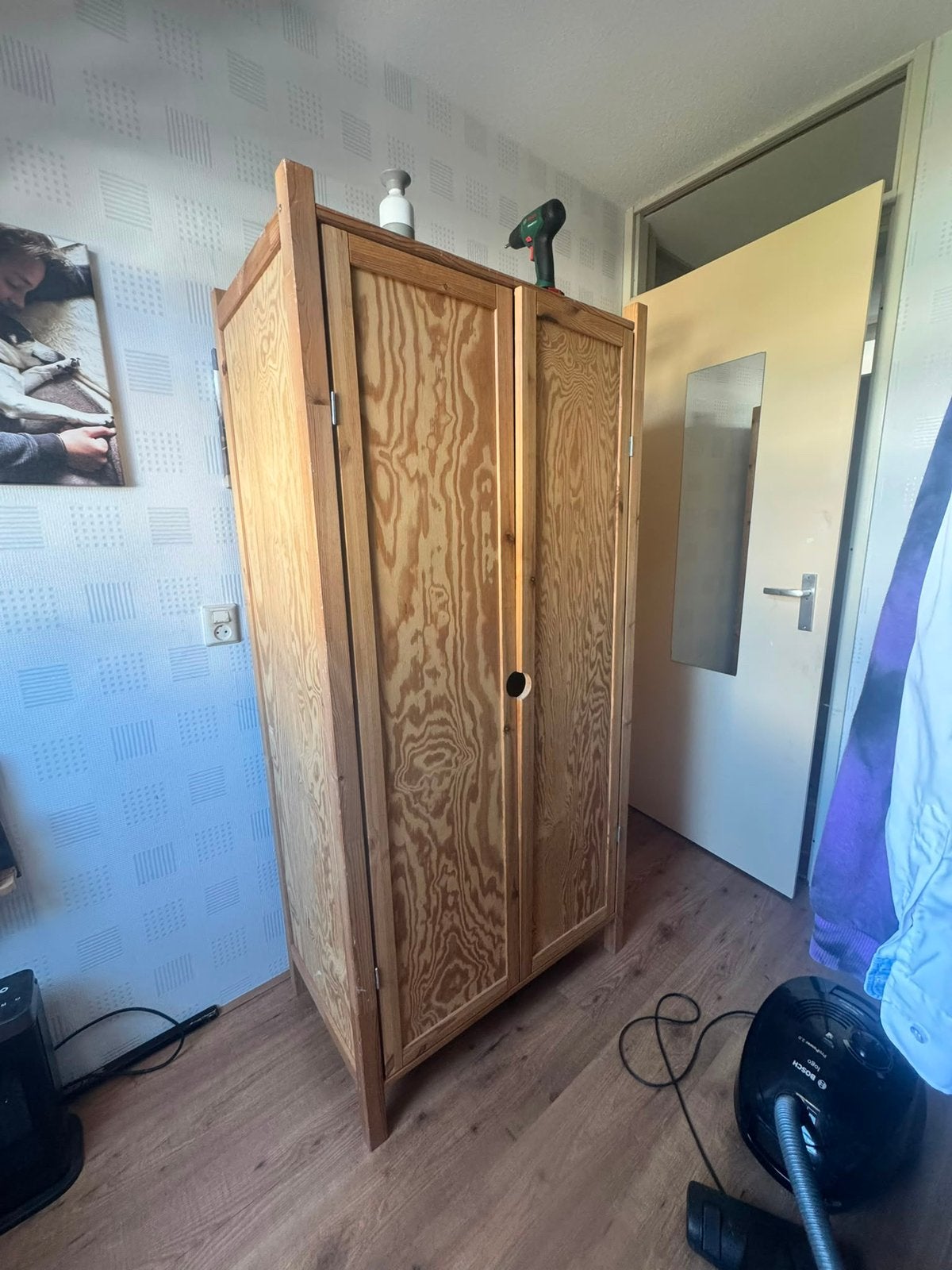 Houten kledingkast, Huis en Inrichting, Kasten | Kledingkasten, Ophalen, 100 tot 150 cm, 50 tot 75 cm, Gebruikt